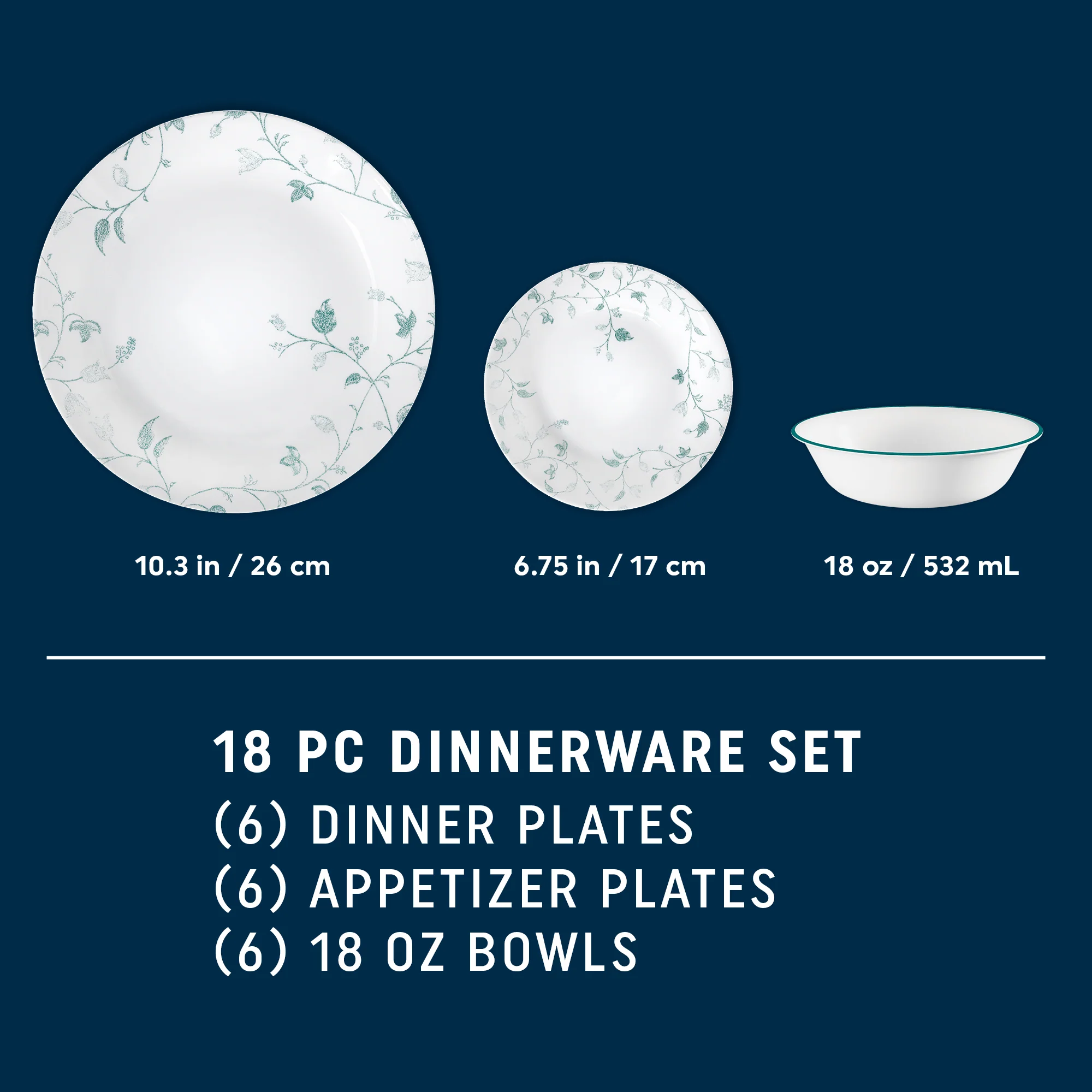 Corelle® Chambord 18-piece Dinnerware Set, Service for 6 - Image 2