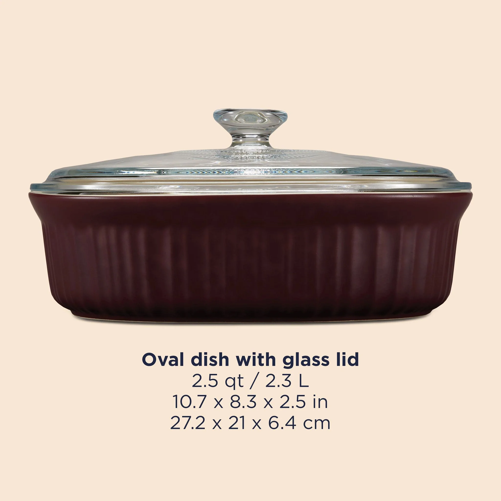 CorningWare® French Colors 2.5-quart Oval Baking Dish, Cabernet - Image 4