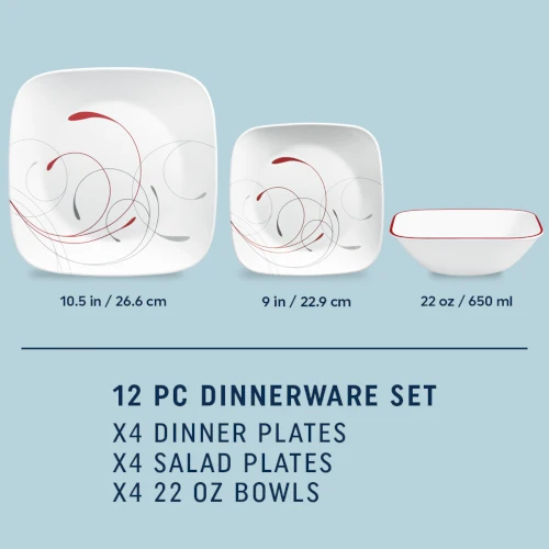 Corelle® Square Splendor 12-piece Dinnerware Set, Service for 4 - Image 2