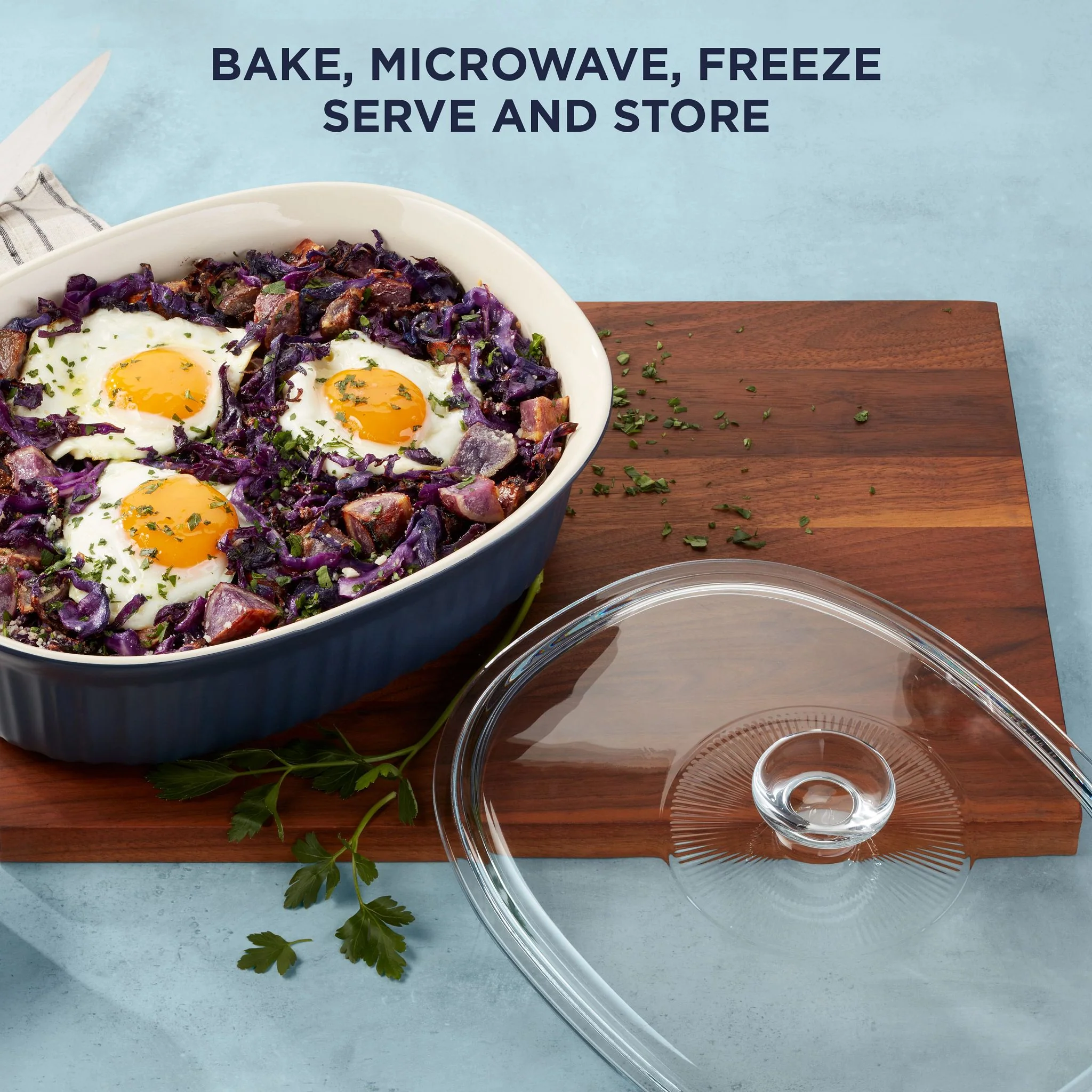 CorningWare® French Colors 2.5-quart Oval Baking Dish, Navy - Image 3