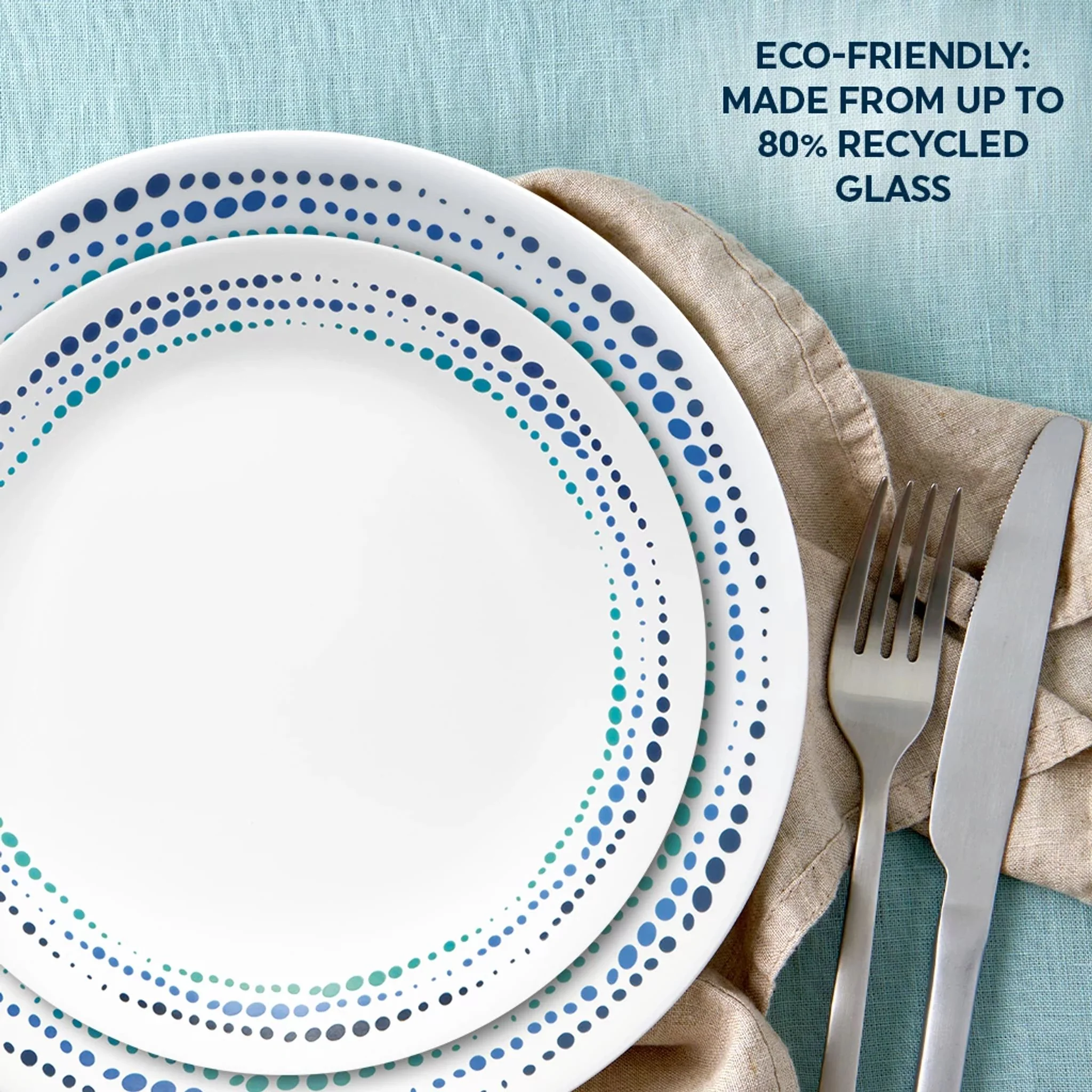 Corelle® Ocean Blues 16-piece Mugless Dinnerware Set, Service for 4 - Image 6