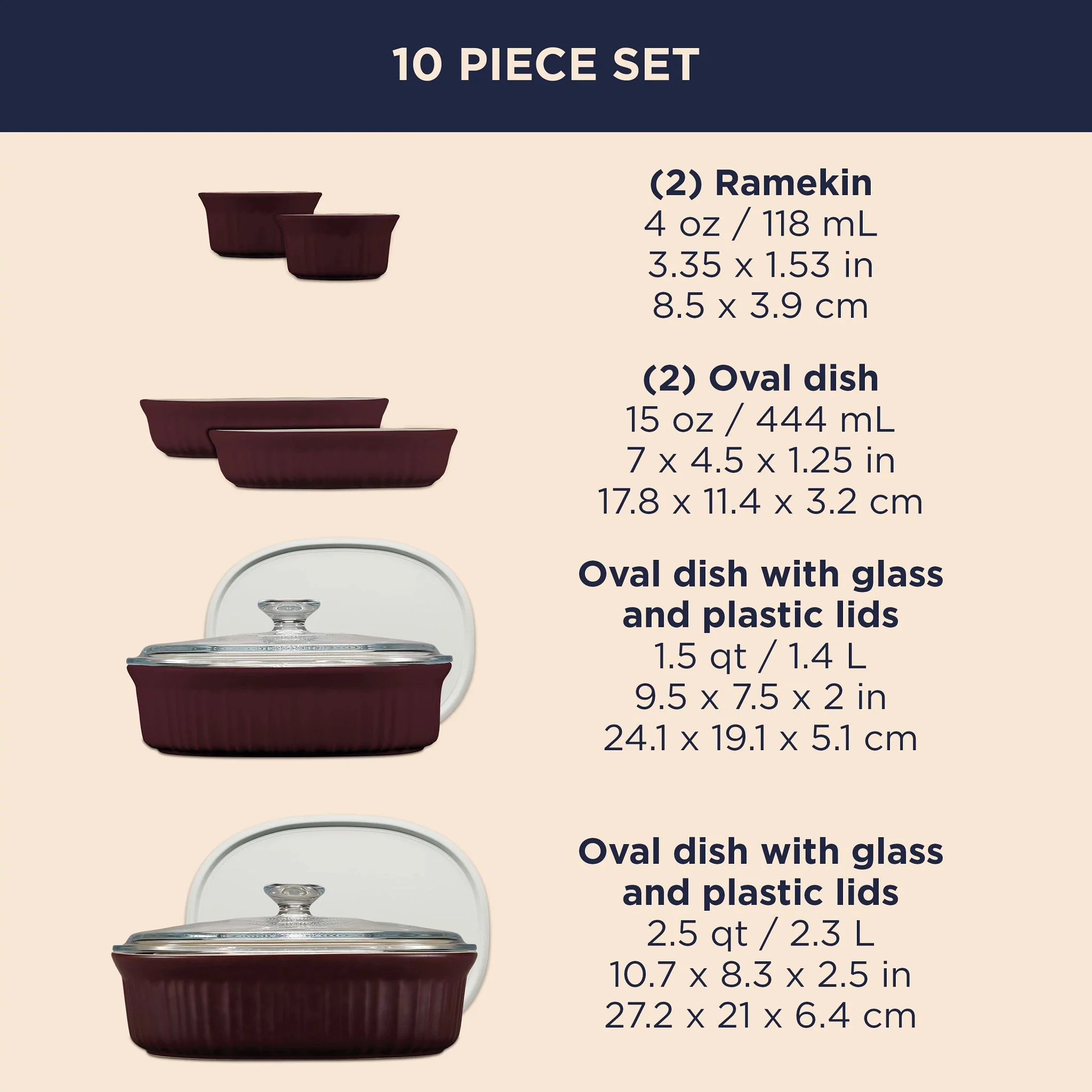 CorningWare® French Colors 10-piece Bakeware Set, Cabernet - Image 6