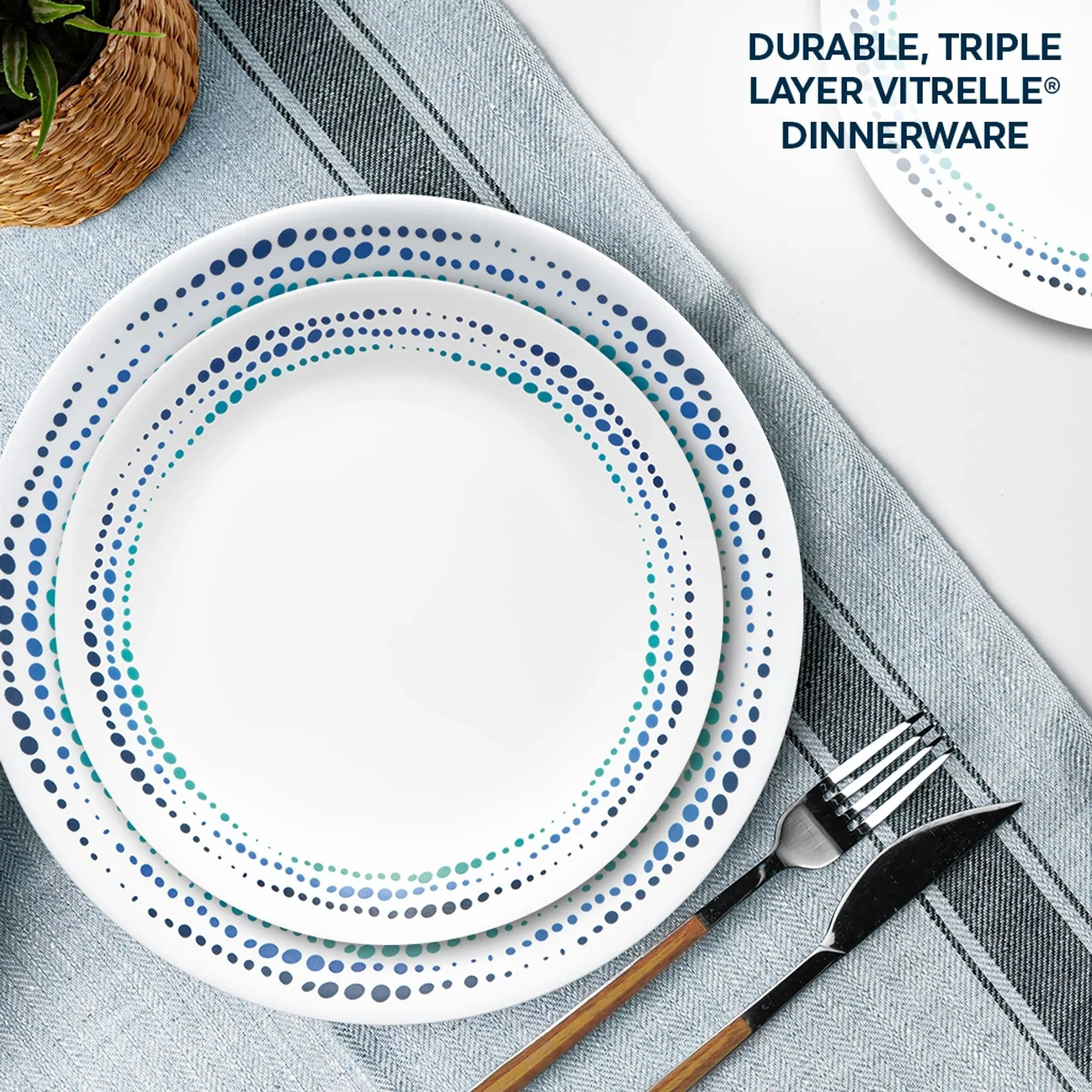 Corelle® Ocean Blues 16-piece Mugless Dinnerware Set, Service for 4 - Image 4