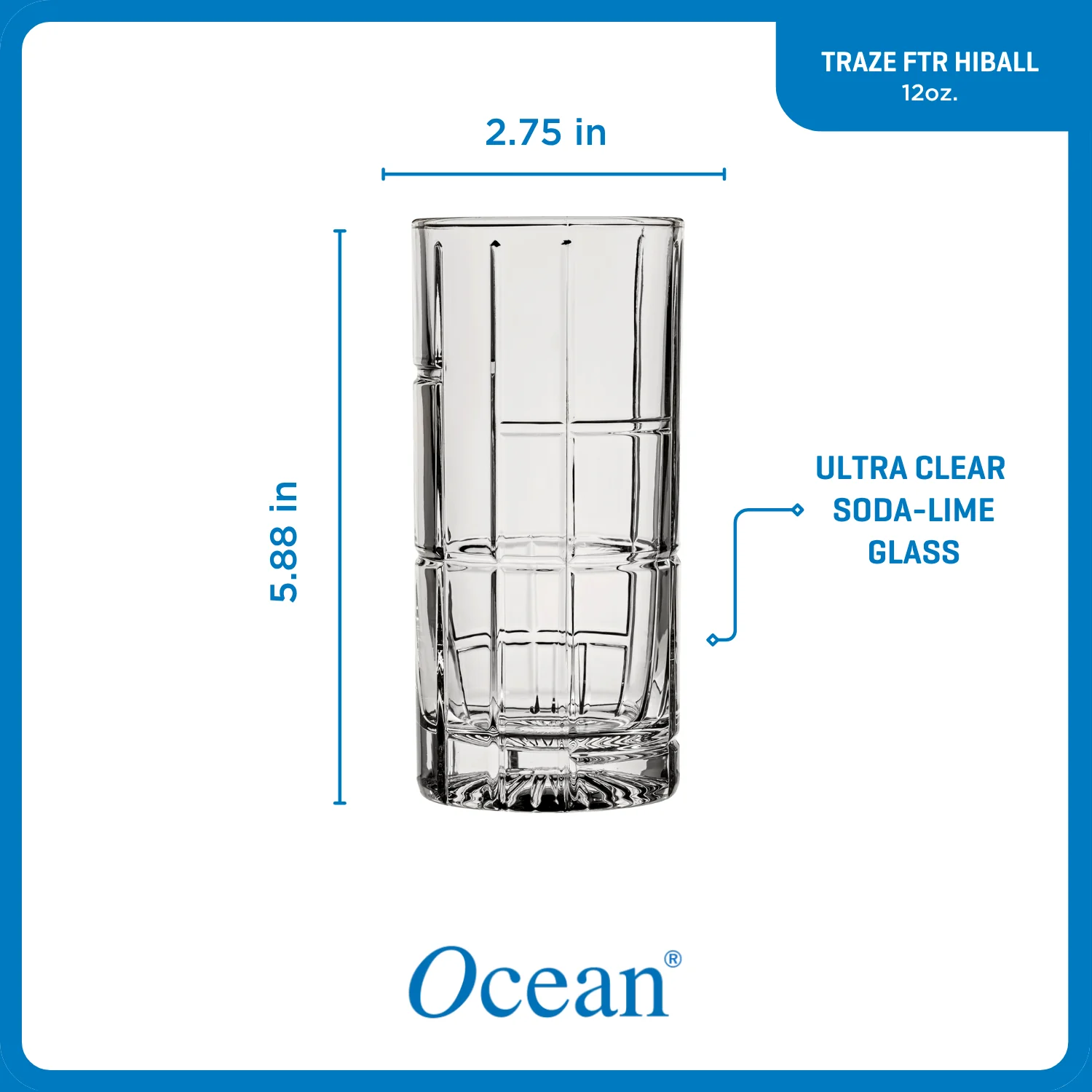 Ocean Glassware Ocean Glass Traze FTR Highball Glasses (4-Pieces), 12-ounce, Dishwasher Safe - Image 3