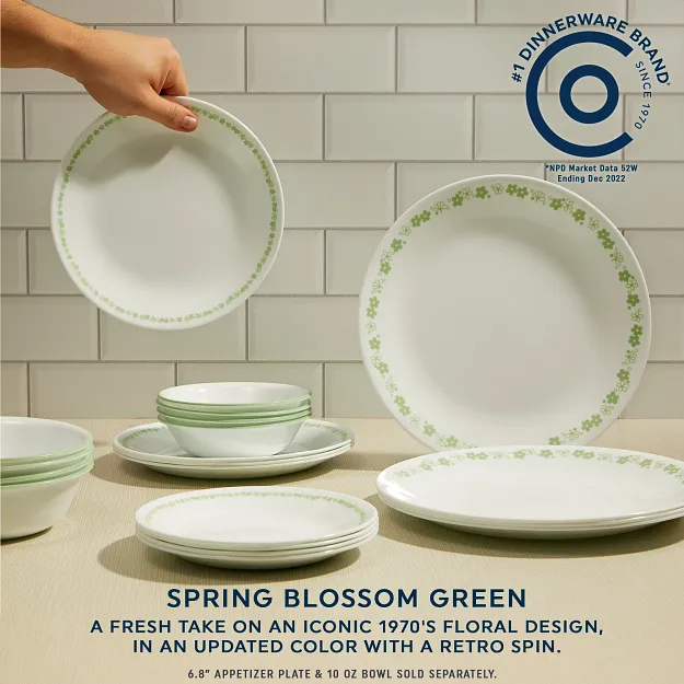 Corelle® Spring Blossom Green 12-piece Dinnerware Set, Service for 4 - Image 3