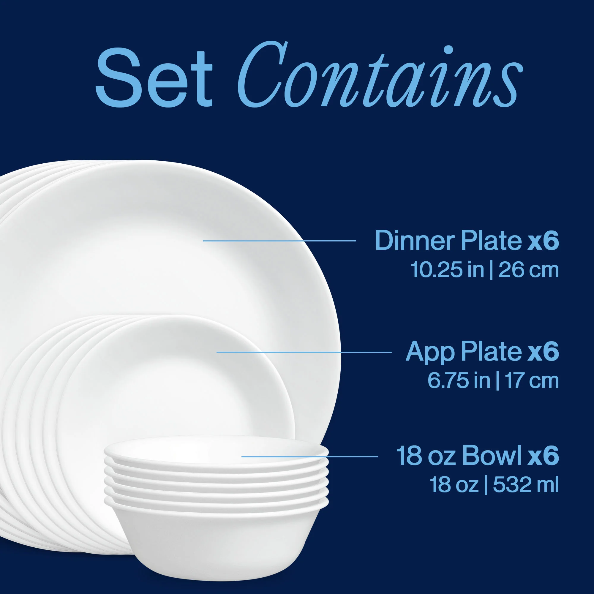 Corelle® Winter Frost White Dinnerware Set – Service for 8 + Meal Bowls - Image 4