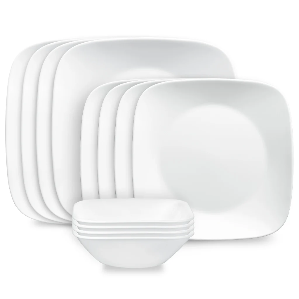 Corelle® SquareTM Pure White 12-piece Dinnerware Set, Service for 4