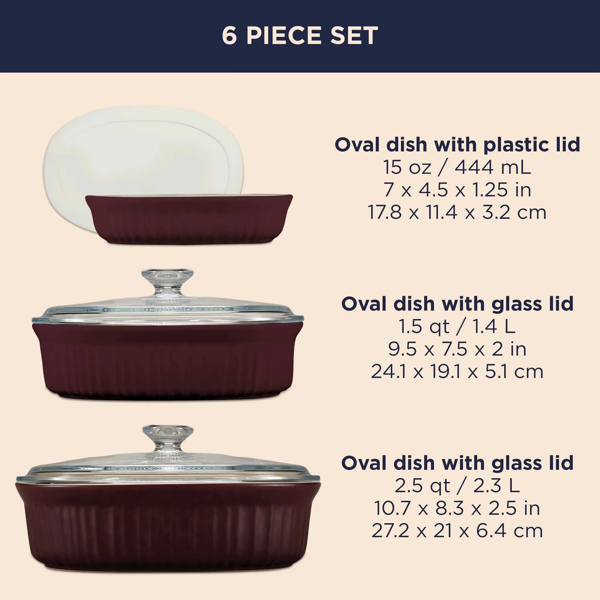 CorningWare® French Colors 6-piece Bakeware Set, Cabernet - Image 5