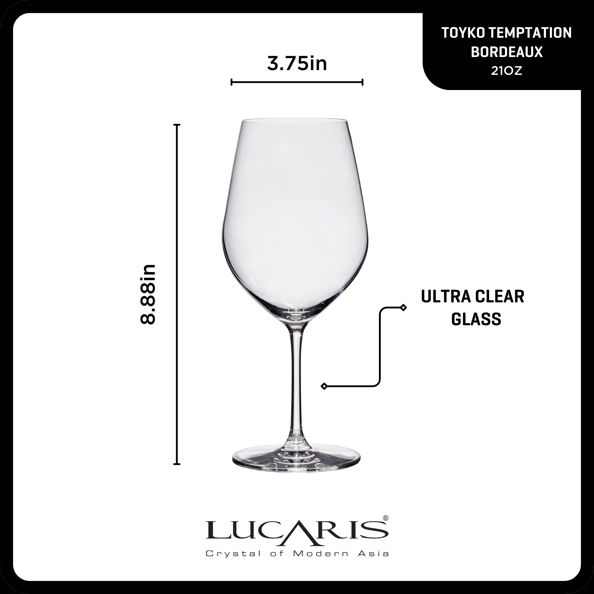 Lucaris Tokyo Temptation Bordeaux Glasses (4-Pieces), 21-ounce, Dishwasher Safe, Lead-free Crystalline - Image 3
