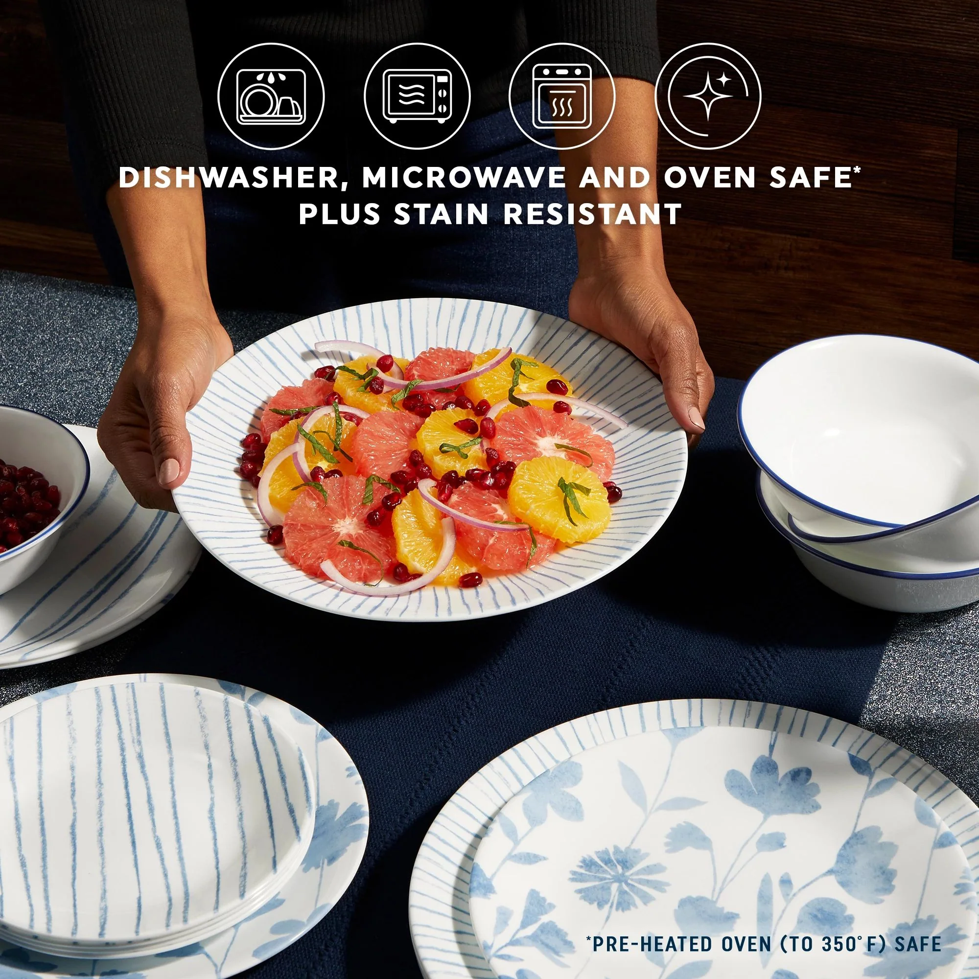 Corelle® Botanical Stripes 12-piece Dinnerware Set, Service for 4 - Image 4