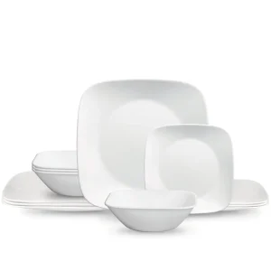 Corelle® SquareTM Pure White 12-piece Dinnerware Set with Appetizer Plates, Service for 4