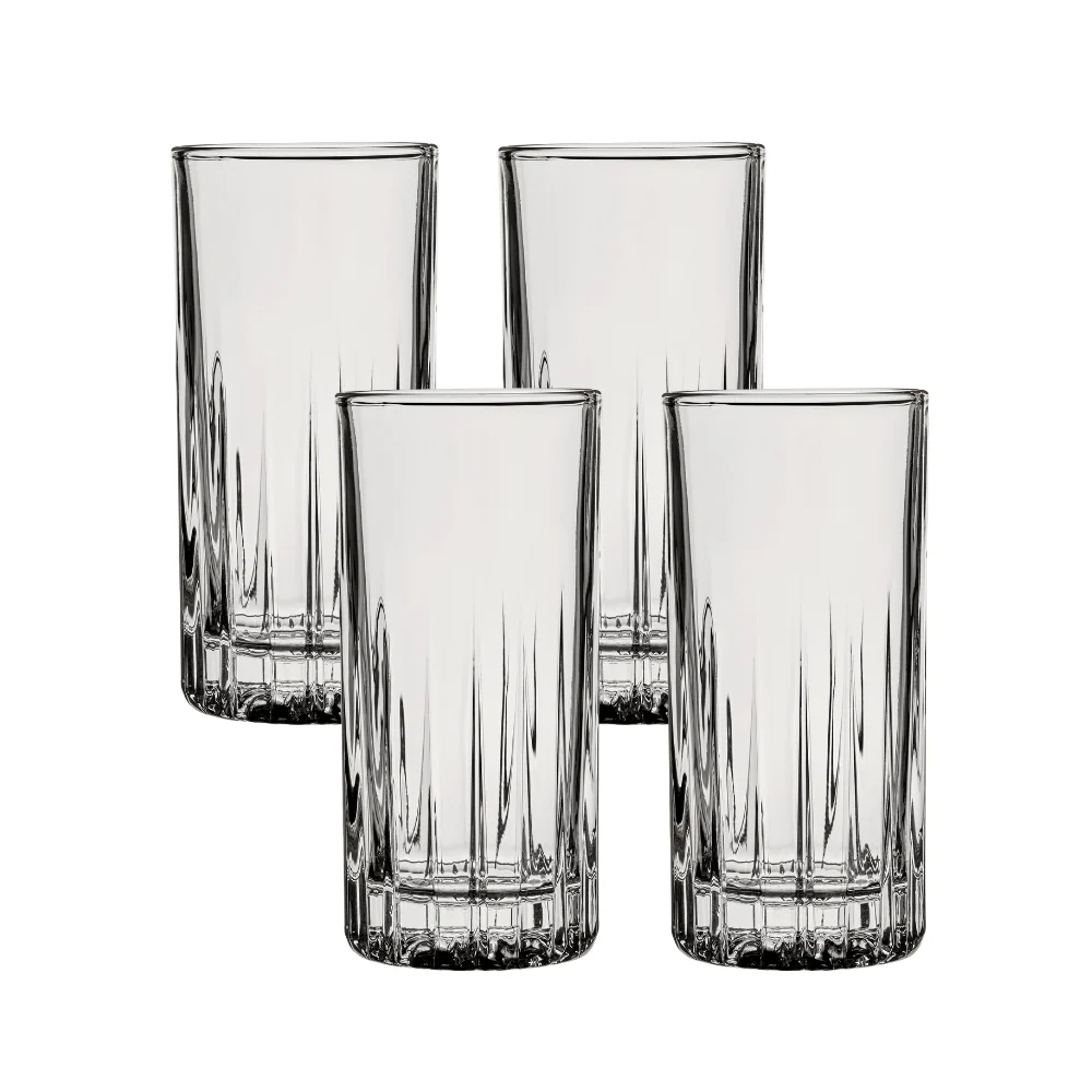 Ocean Glassware Ocean Glass Traze PRE Highball Glasses (4-Pieces), 12-ounce, Dishwasher Safe