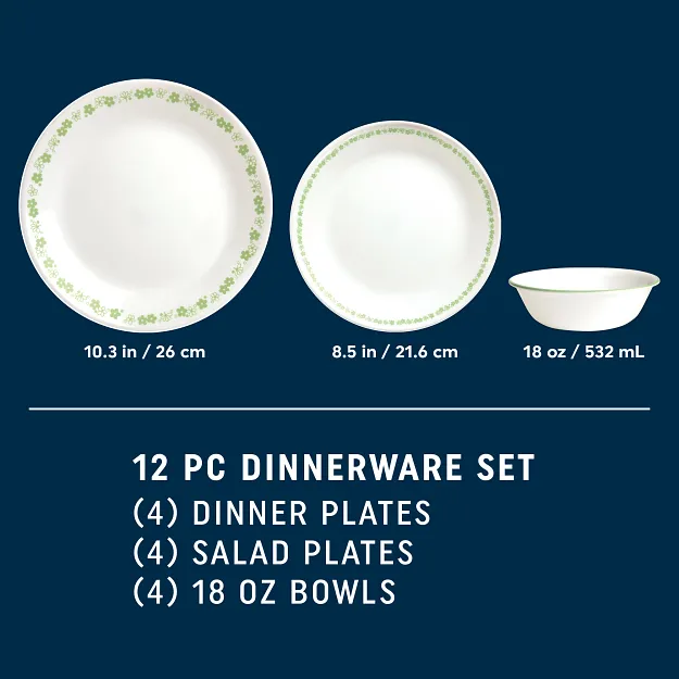 Corelle® Spring Blossom Green 12-piece Dinnerware Set, Service for 4 - Image 2