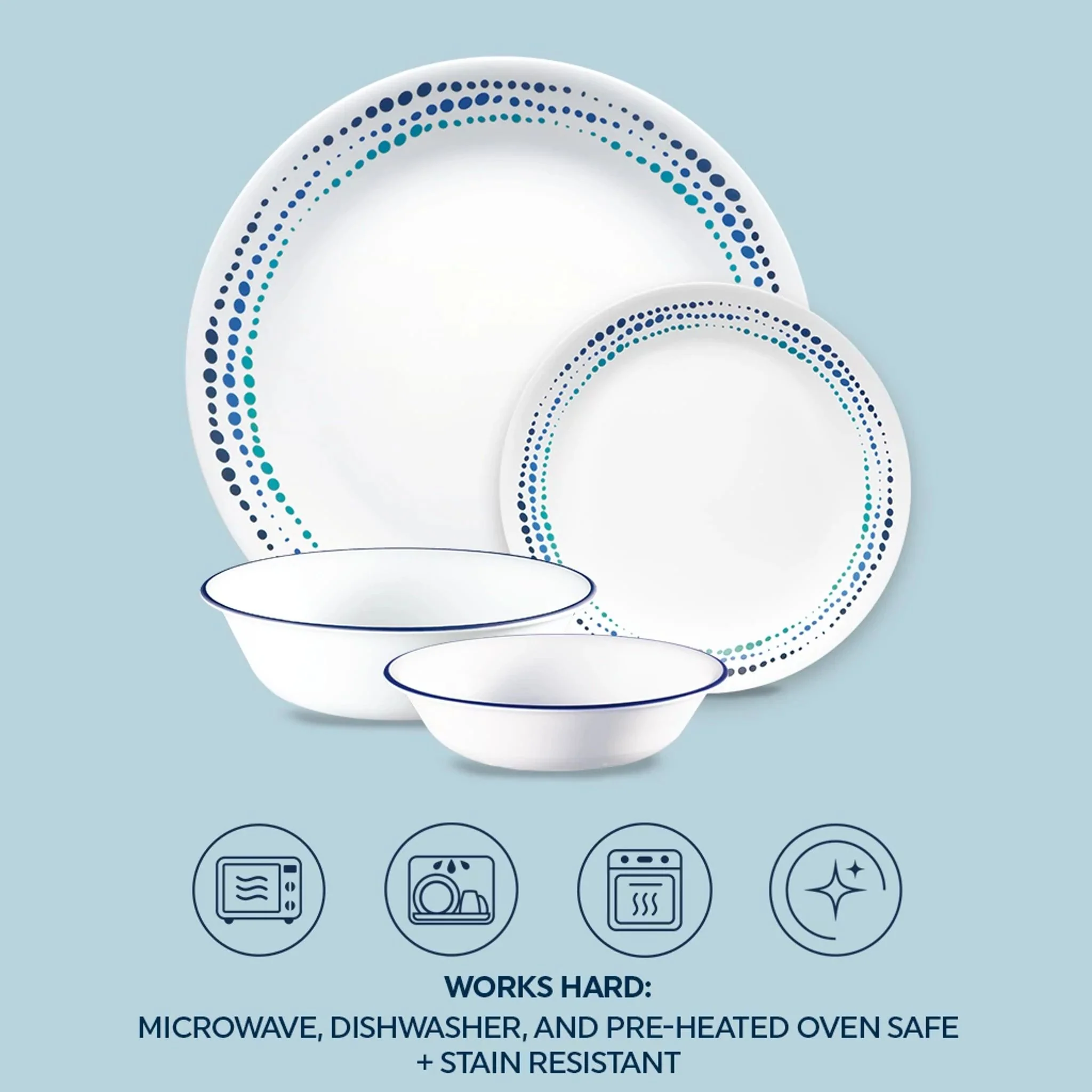 Corelle® Ocean Blues 16-piece Mugless Dinnerware Set, Service for 4 - Image 5